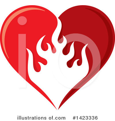 Flaming Heart Clipart #1423336 by Any Vector