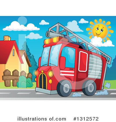Royalty-Free (RF) Fire Truck Clipart Illustration by visekart - Stock Sample #1312572