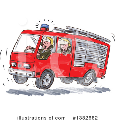 Royalty-Free (RF) Fire Truck Clipart Illustration by patrimonio - Stock Sample #1382682