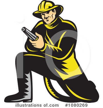 Royalty-Free (RF) Fireman Clipart Illustration by patrimonio - Stock Sample #1080269
