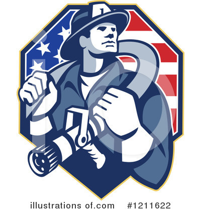 Royalty-Free (RF) Fireman Clipart Illustration by patrimonio - Stock Sample #1211622