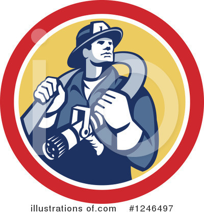Royalty-Free (RF) Fireman Clipart Illustration by patrimonio - Stock Sample #1246497