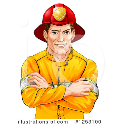Royalty-Free (RF) Fireman Clipart Illustration by AtStockIllustration - Stock Sample #1253100