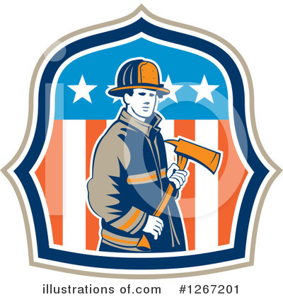 Royalty-Free (RF) Fireman Clipart Illustration by patrimonio - Stock Sample #1267201