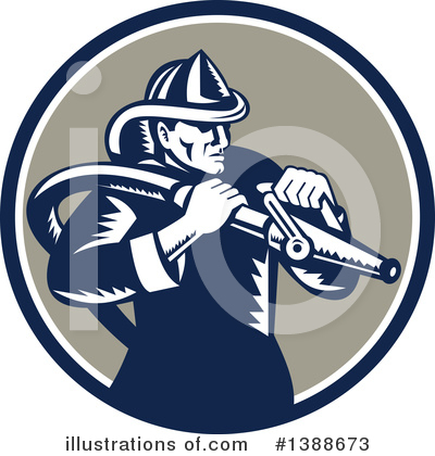 Royalty-Free (RF) Fireman Clipart Illustration by patrimonio - Stock Sample #1388673