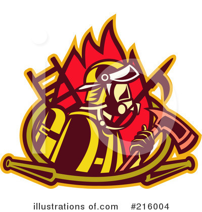 Royalty-Free (RF) Fireman Clipart Illustration by patrimonio - Stock Sample #216004