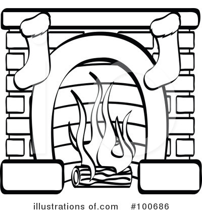Royalty-Free (RF) Fireplace Clipart Illustration by Andy Nortnik - Stock Sample #100686