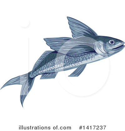 Flying Fish Clipart #1417237 by patrimonio