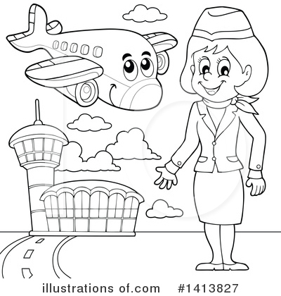 Royalty-Free (RF) Flight Attendant Clipart Illustration by visekart - Stock Sample #1413827