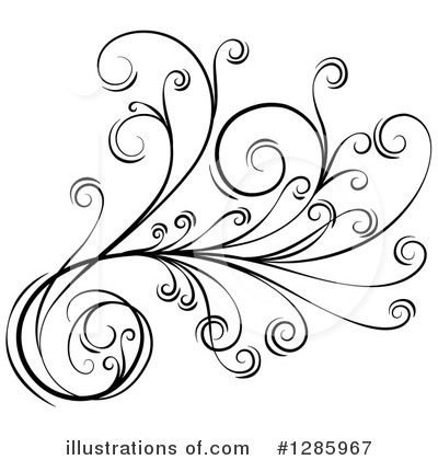 Floral Scroll Clipart #1285967 by Cherie Reve