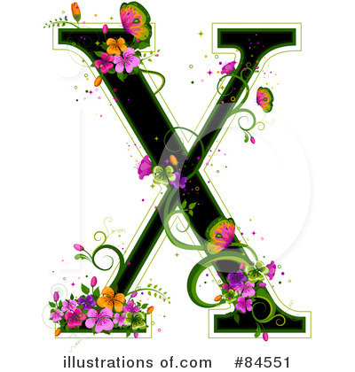 Royalty-Free (RF) Floral Letter Clipart Illustration by BNP Design Studio - Stock Sample #84551