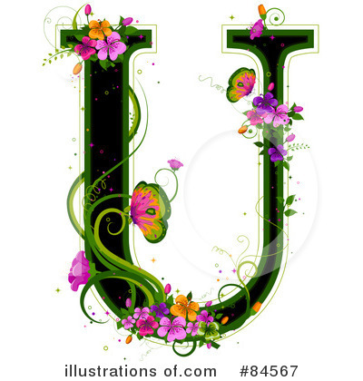 Royalty-Free (RF) Floral Letter Clipart Illustration by BNP Design Studio - Stock Sample #84567
