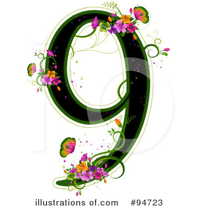 Royalty-Free (RF) Floral Number Clipart Illustration by BNP Design Studio - Stock Sample #94723