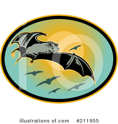 Royalty-Free (RF) Flying Bats Clipart Illustration by patrimonio - Stock Sample #211955