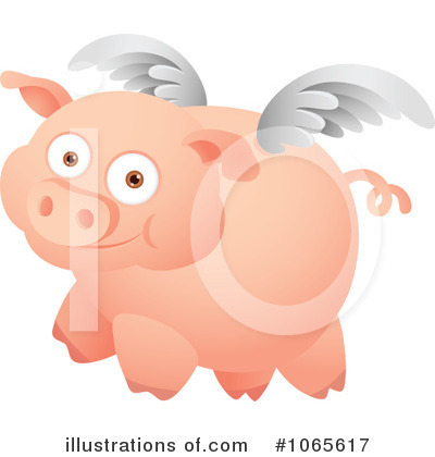 Royalty-Free (RF) Flying Pig Clipart Illustration by Qiun - Stock Sample #1065617
