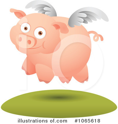 Royalty-Free (RF) Flying Pig Clipart Illustration by Qiun - Stock Sample #1065618