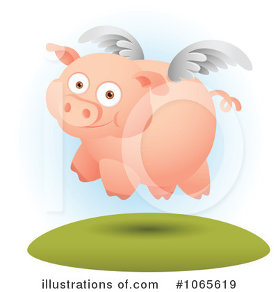 Royalty-Free (RF) Flying Pig Clipart Illustration by Qiun - Stock Sample #1065619
