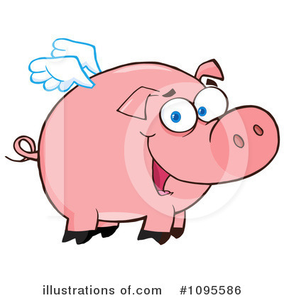 Royalty-Free (RF) Flying Pig Clipart Illustration by Hit Toon - Stock Sample #1095586