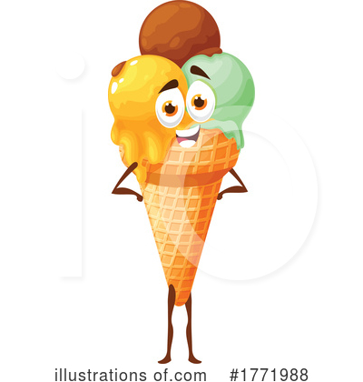 Waffle Ice Cream Cone Clipart #1771988 by Vector Tradition SM