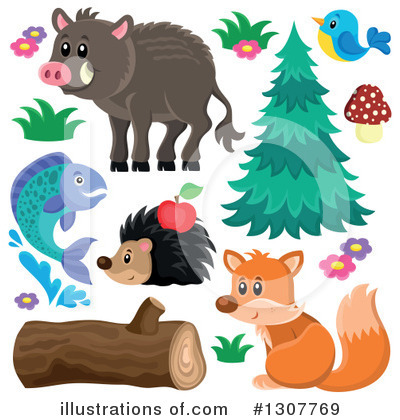 Forest Animals Clipart #1307769 by visekart
