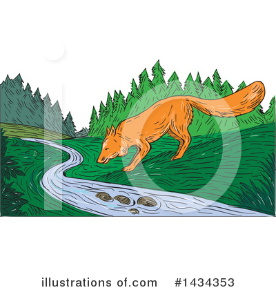 Royalty-Free (RF) Fox Clipart Illustration by patrimonio - Stock Sample #1434353