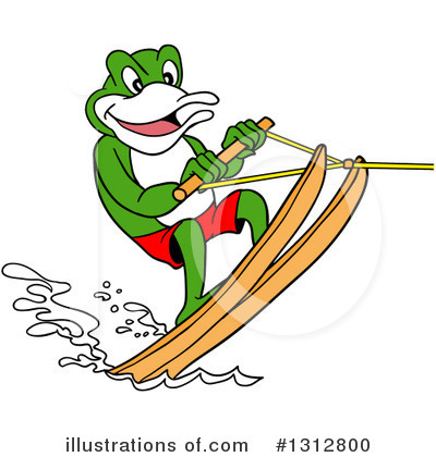 Water Skiing Clipart #1312800 by LaffToon