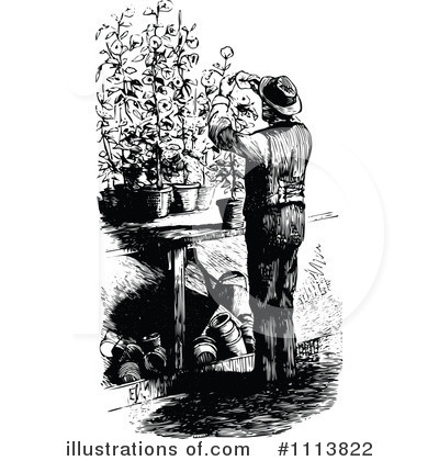 Royalty-Free (RF) Gardener Clipart Illustration by Prawny Vintage - Stock Sample #1113822