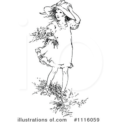Royalty-Free (RF) Girl Clipart Illustration by Prawny Vintage - Stock Sample #1116059