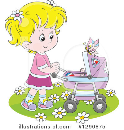 Baby Carriage Clipart #1290875 by Alex Bannykh