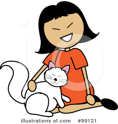 Royalty-Free (RF) Girl Petting Cat Clipart Illustration by Pams Clipart - Stock Sample #99121