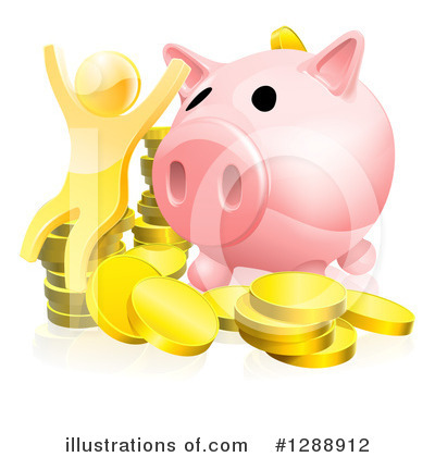 Piggy Bank Clipart #1288912 by AtStockIllustration