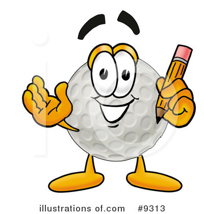 Golf Ball Character Clipart #9313 by Mascot Junction