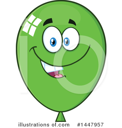 Green Party Balloon Clipart #1447957 by Hit Toon
