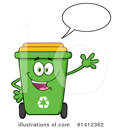 Green Recycle Bin Clipart #1412362 by Hit Toon