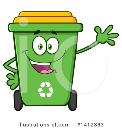 Green Recycle Bin Clipart #1412363 by Hit Toon
