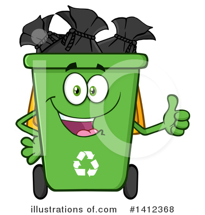 Royalty-Free (RF) Green Recycle Bin Clipart Illustration by Hit Toon - Stock Sample #1412368