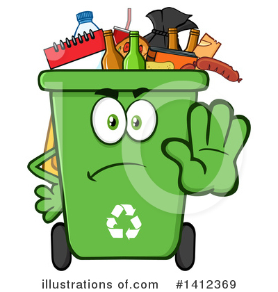 Royalty-Free (RF) Green Recycle Bin Clipart Illustration by Hit Toon - Stock Sample #1412369