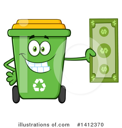 Green Recycle Bin Clipart #1412370 by Hit Toon