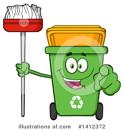 Green Recycle Bin Clipart #1412372 by Hit Toon