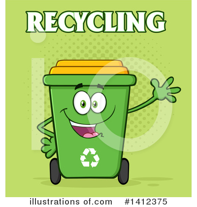 Royalty-Free (RF) Green Recycle Bin Clipart Illustration by Hit Toon - Stock Sample #1412375