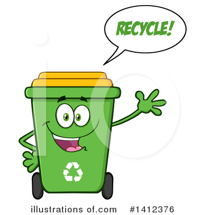 Green Recycle Bin Clipart #1412376 by Hit Toon