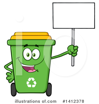 Royalty-Free (RF) Green Recycle Bin Clipart Illustration by Hit Toon - Stock Sample #1412378
