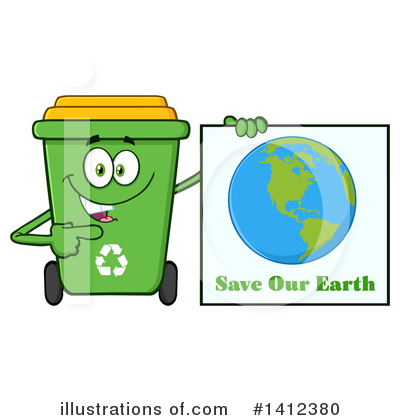Royalty-Free (RF) Green Recycle Bin Clipart Illustration by Hit Toon - Stock Sample #1412380