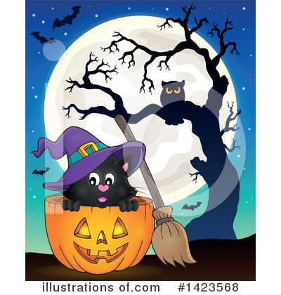 Witch Cat Clipart #1423568 by visekart