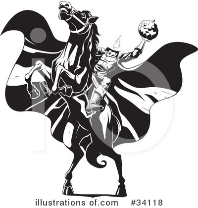 Royalty-Free (RF) Headless Horseman Clipart Illustration by Lawrence Christmas Illustration - Stock Sample #34118