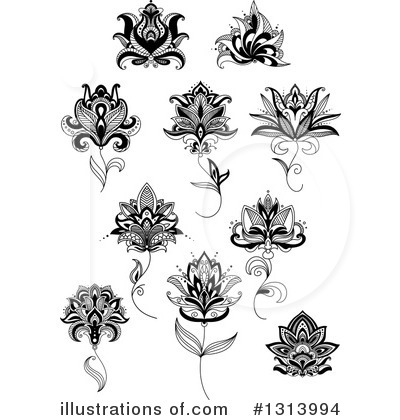 Royalty-Free (RF) Henna Flower Clipart Illustration by Vector Tradition SM - Stock Sample #1313994