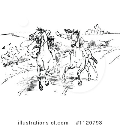 Royalty-Free (RF) Horseback Clipart Illustration by Prawny Vintage - Stock Sample #1120793