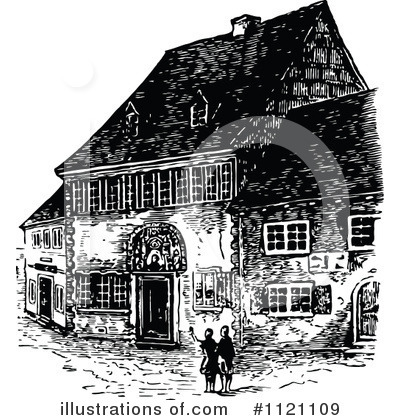 Royalty-Free (RF) House Clipart Illustration by Prawny Vintage - Stock Sample #1121109