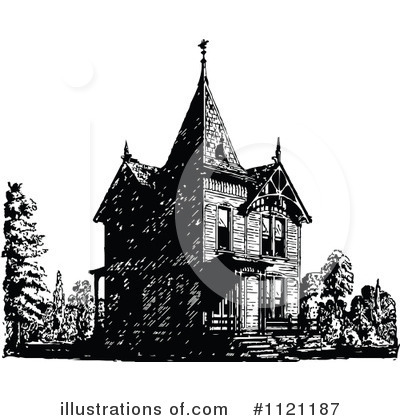 Royalty-Free (RF) House Clipart Illustration by Prawny Vintage - Stock Sample #1121187