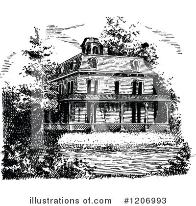 Royalty-Free (RF) House Clipart Illustration by Prawny Vintage - Stock Sample #1206993